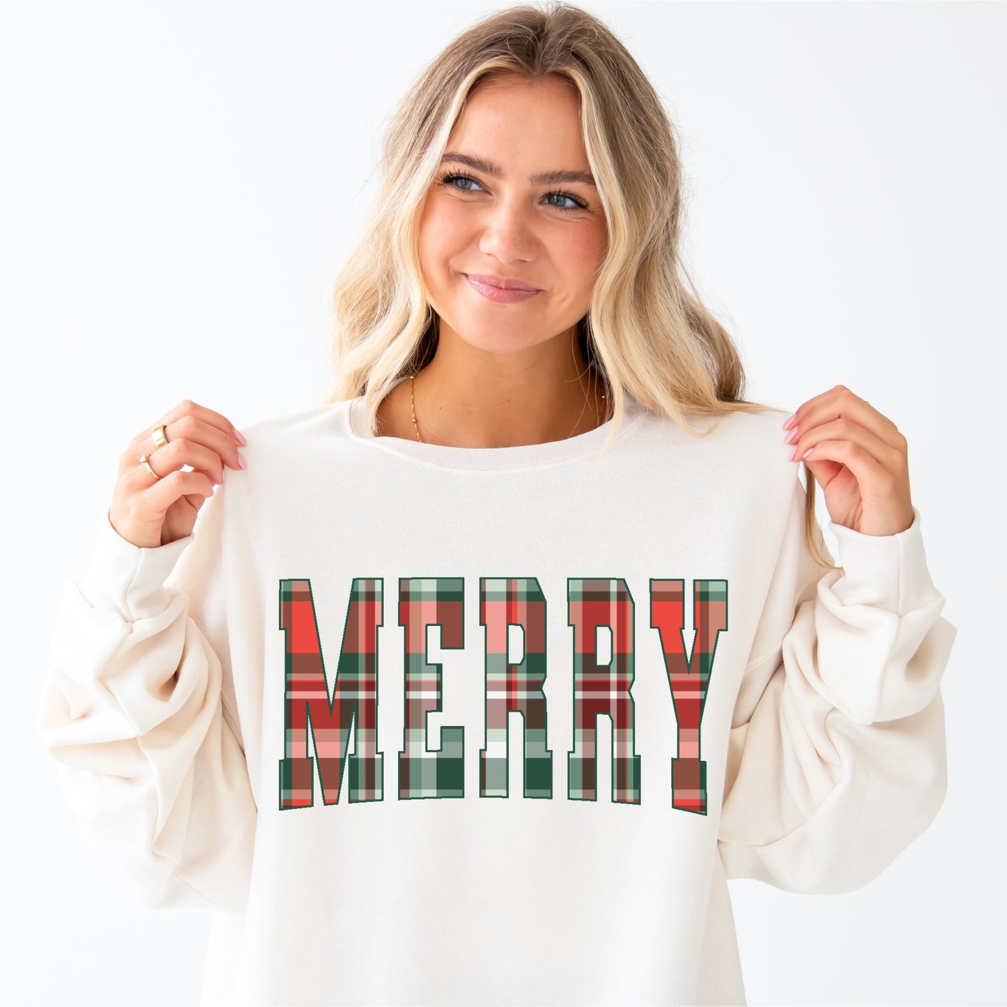 Plaid Merry Crewneck Sweatshirt