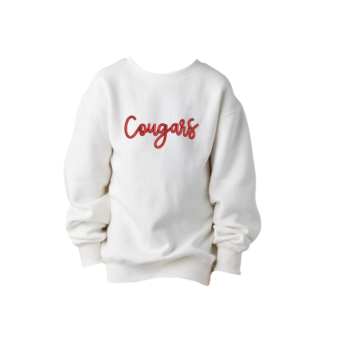 Embroidered 3D Puff Cougars Youth Crewneck | CCSED27
