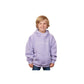 child wearing an orchid scuba neck hoodie with embroidered panthers design in white thread 