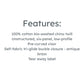 List of features for a product on a white background