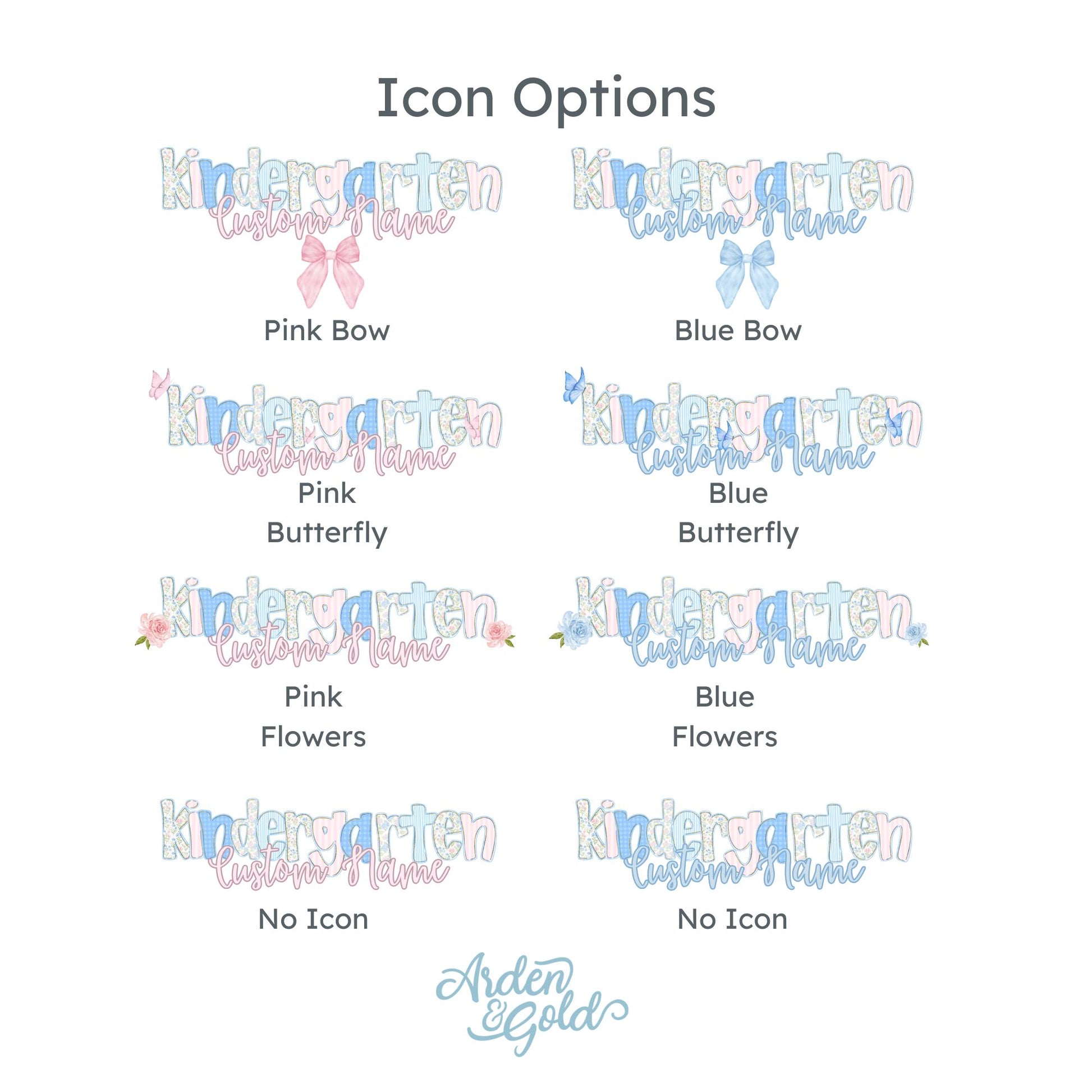 icon options: bow, butterfly, flower, or no icons