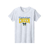 A light heather gray short-sleeve t-shirt with a graphic on the chest reading 'St. Ignatius of Loyola CHEER' in blue and yellow, featuring a blue and yellow ribbon bow below.