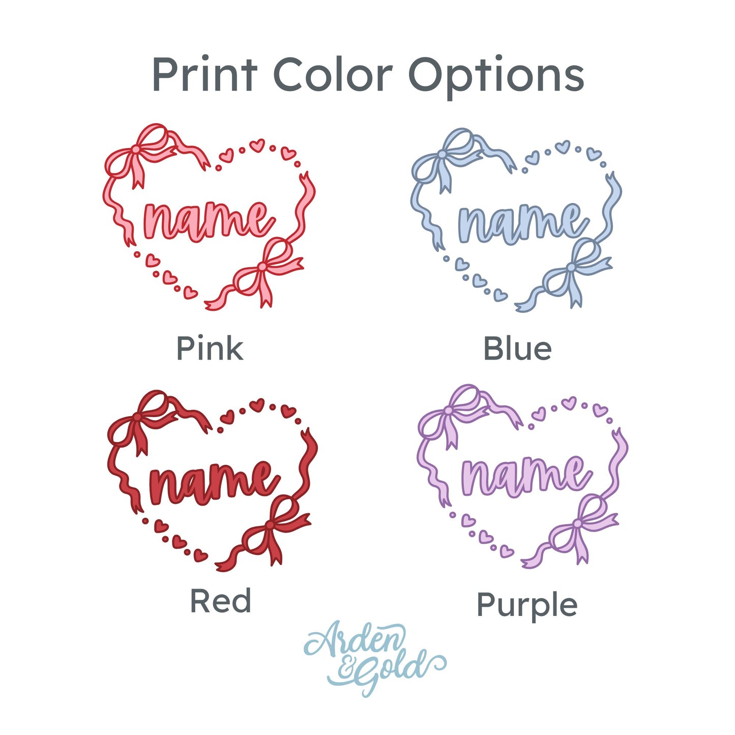 print color options: pink, blue, red, purple