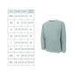 Green sweatshirt with size chart on a white background