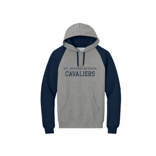 Embroidered Varsity St. Joseph Cavaliers Colorblock Raglan Hoodie Sweatshirt | SJS EJ