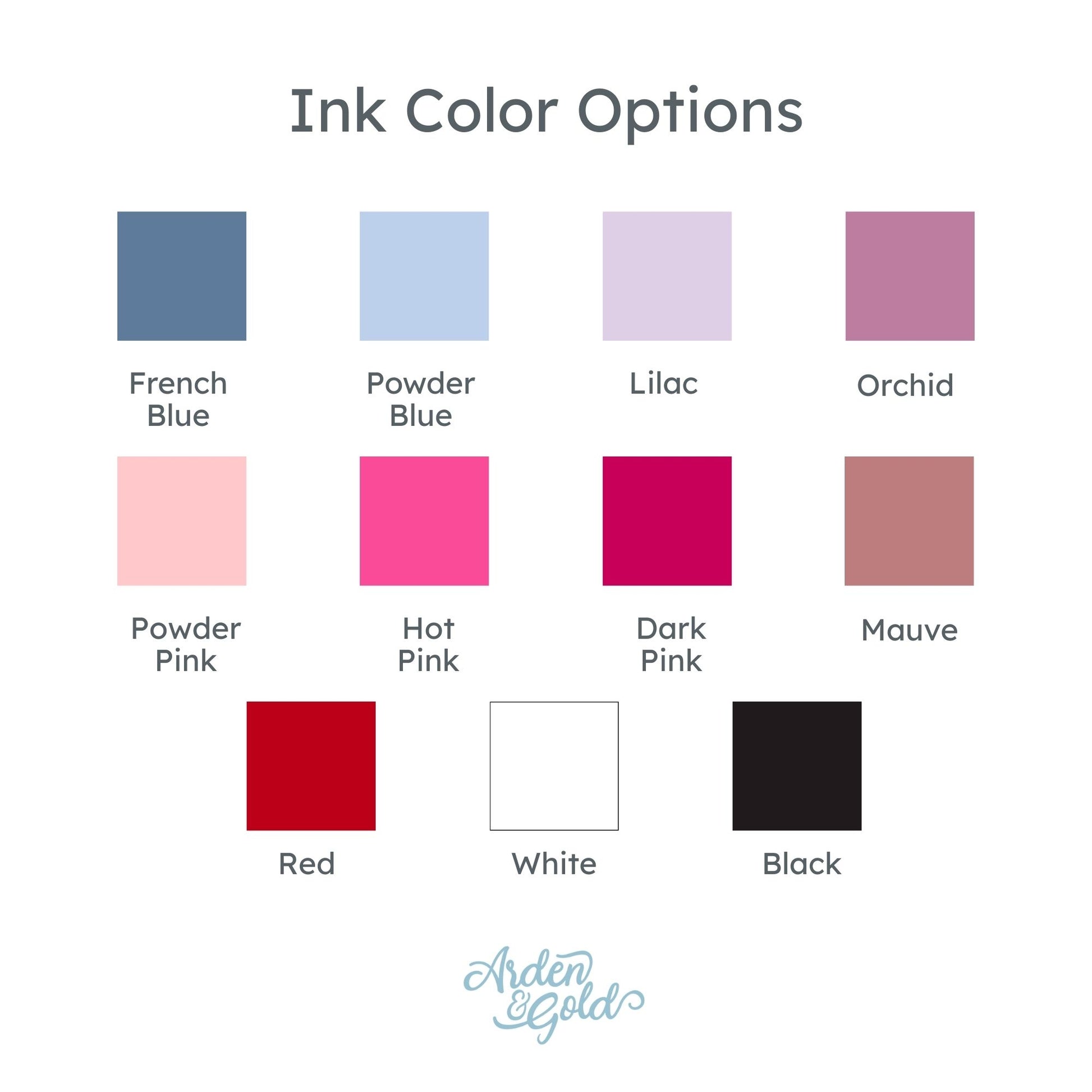 Ink color options with swatches