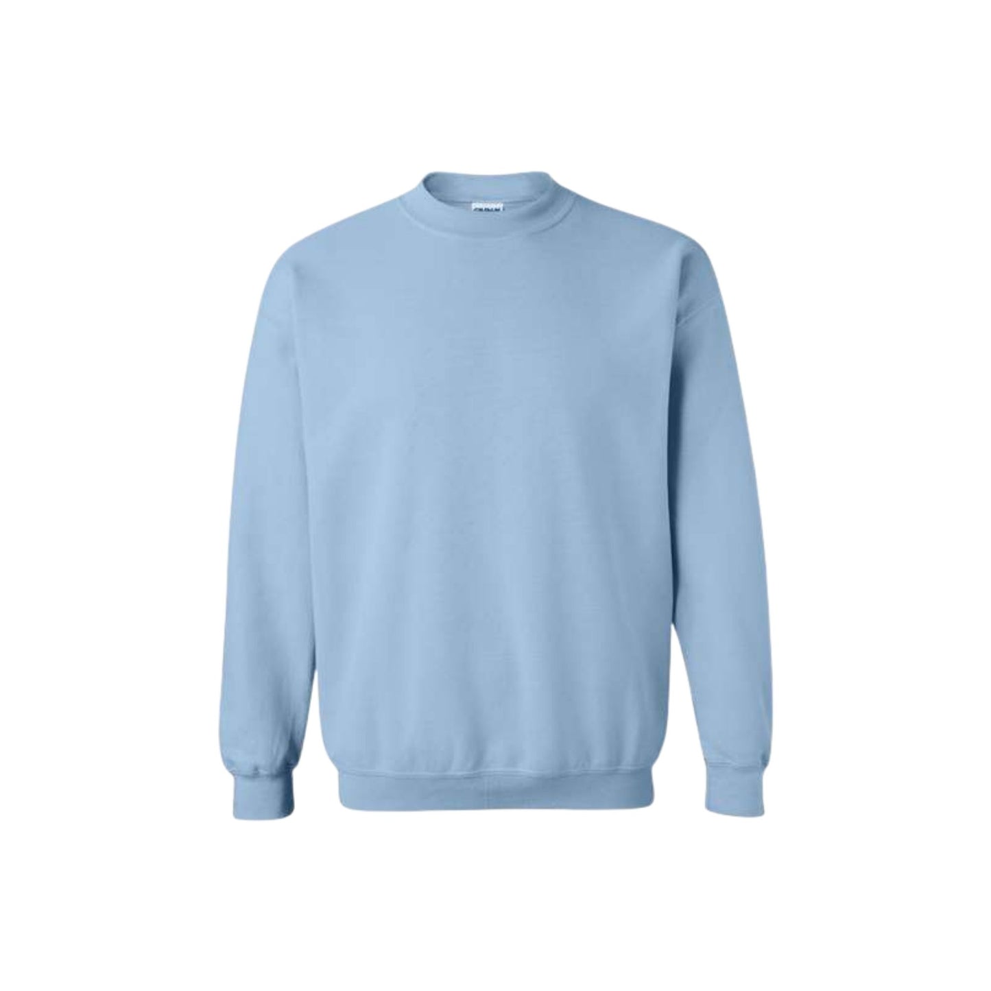 A light blue crewneck sweatshirt displayed on a clean white background.