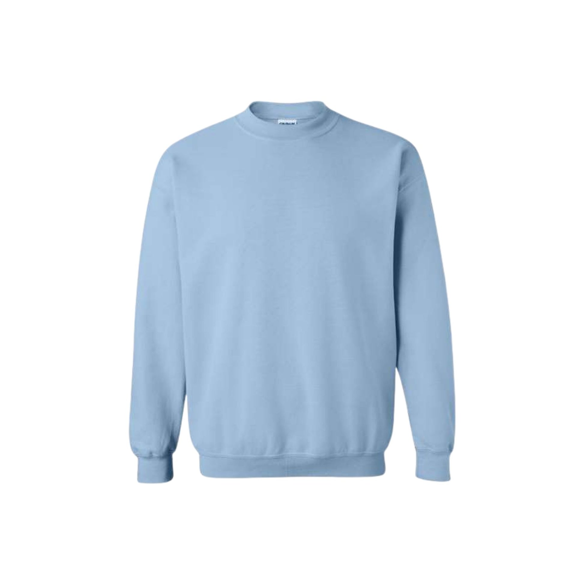 A light blue crewneck sweatshirt displayed on a clean white background.