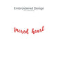 curved sacred heart script embroidered design