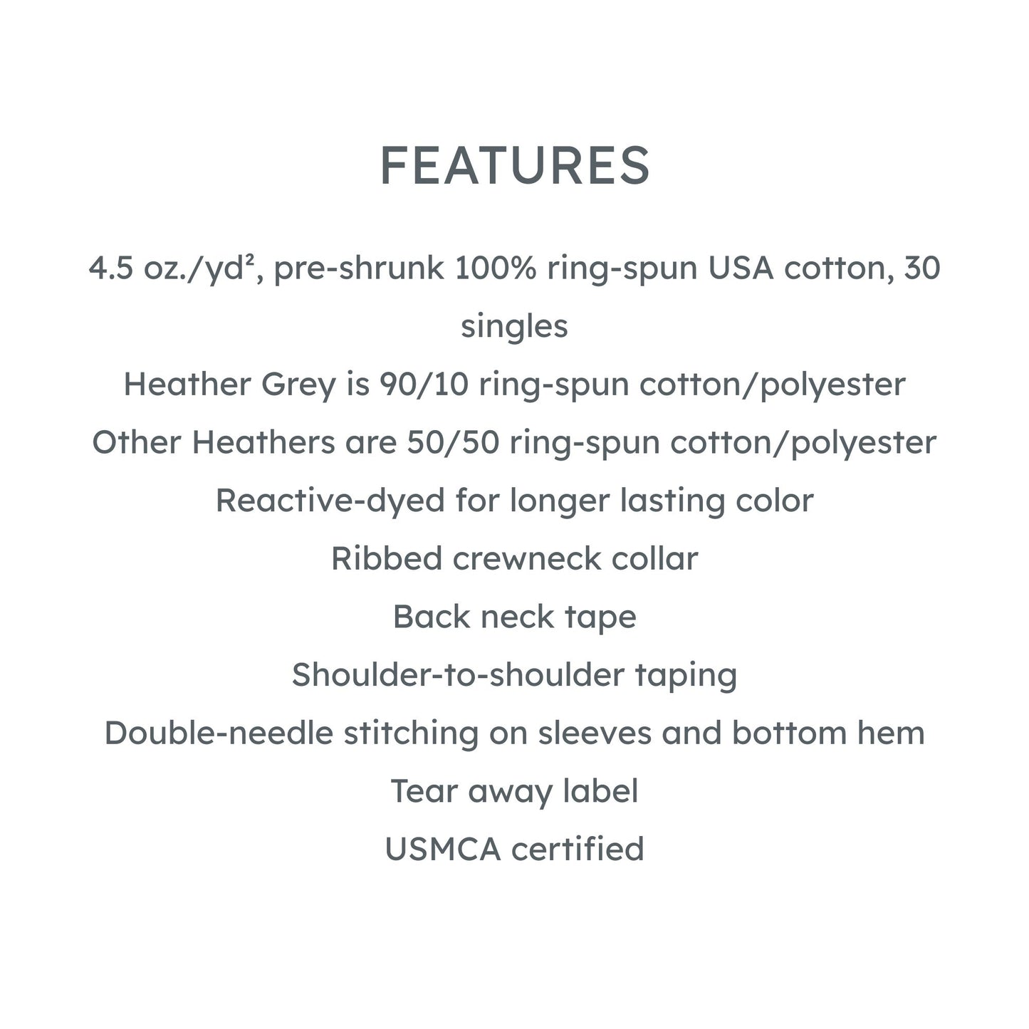 Text detailing features of a product on a white background