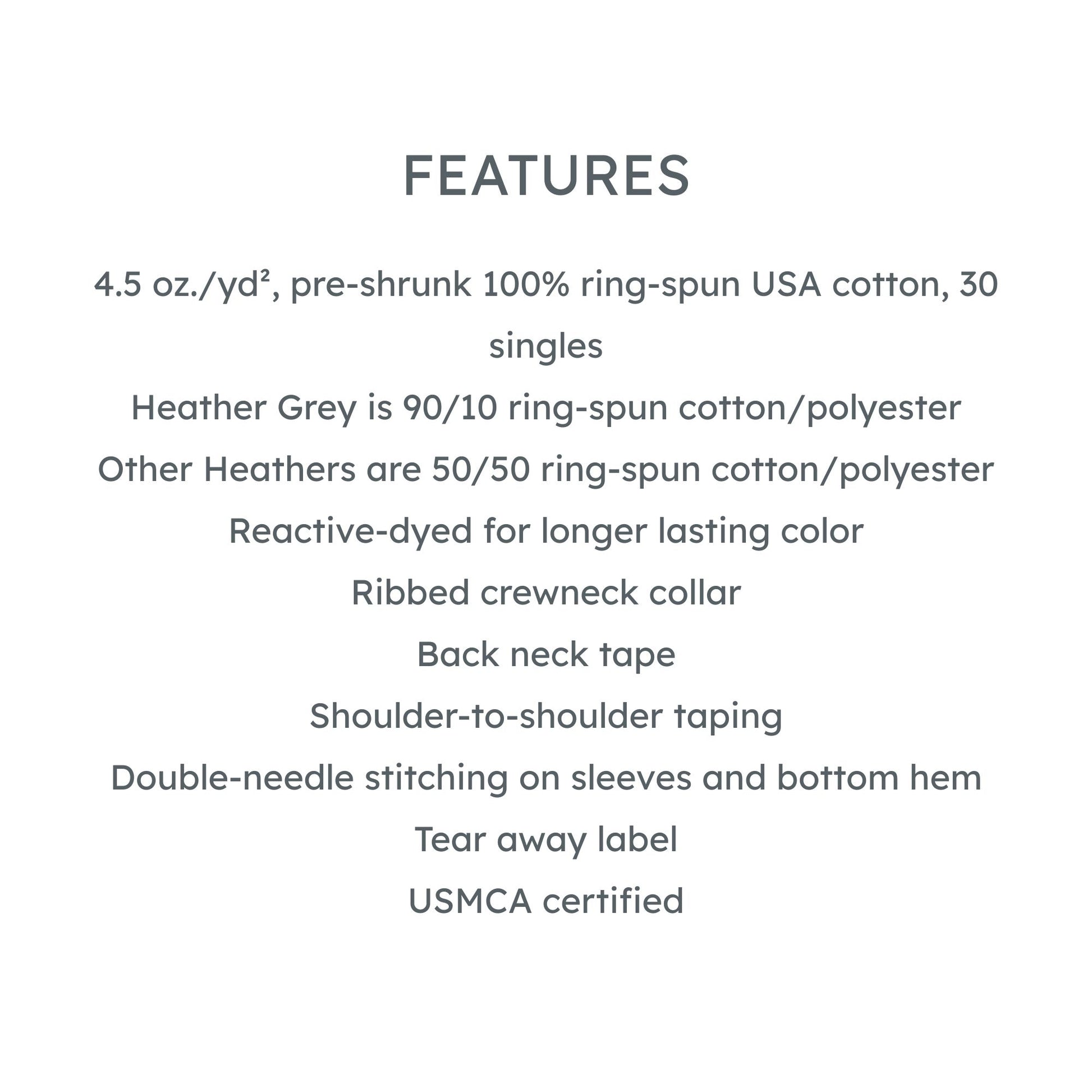 Text detailing features of a product on a white background