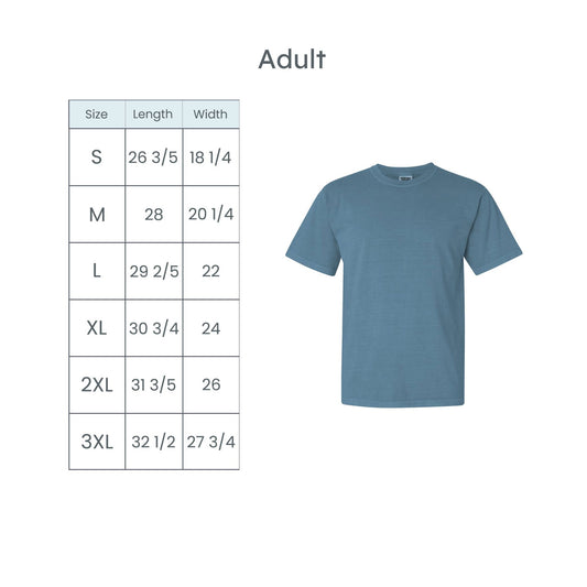 adult comfort colors size chart