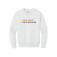 White sweatshirt with 'Saint Timothy Thunder' text on a white background