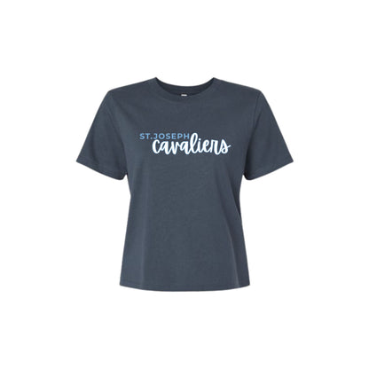 Ladies' St. Joseph Cavaliers Script Heavyweight Boxy Fit Tee | SJS DTF31