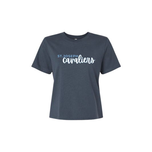 Ladies' St. Joseph Cavaliers Script Heavyweight Boxy Fit Tee | SJS DTF31