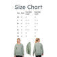 Size chart for a green long-sleeve shirt with measurements and two models wearing the shirt.