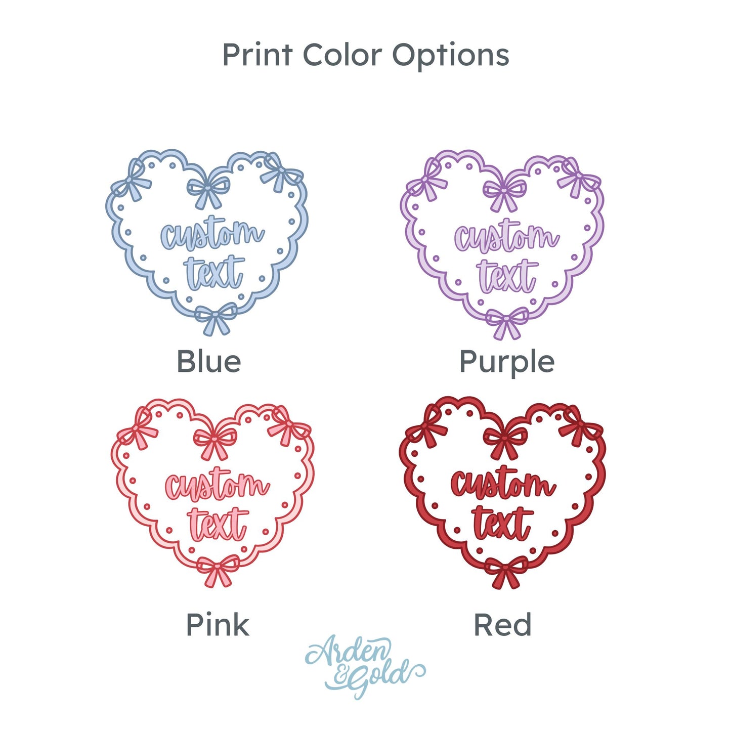 print color options: white, purple, pink, red