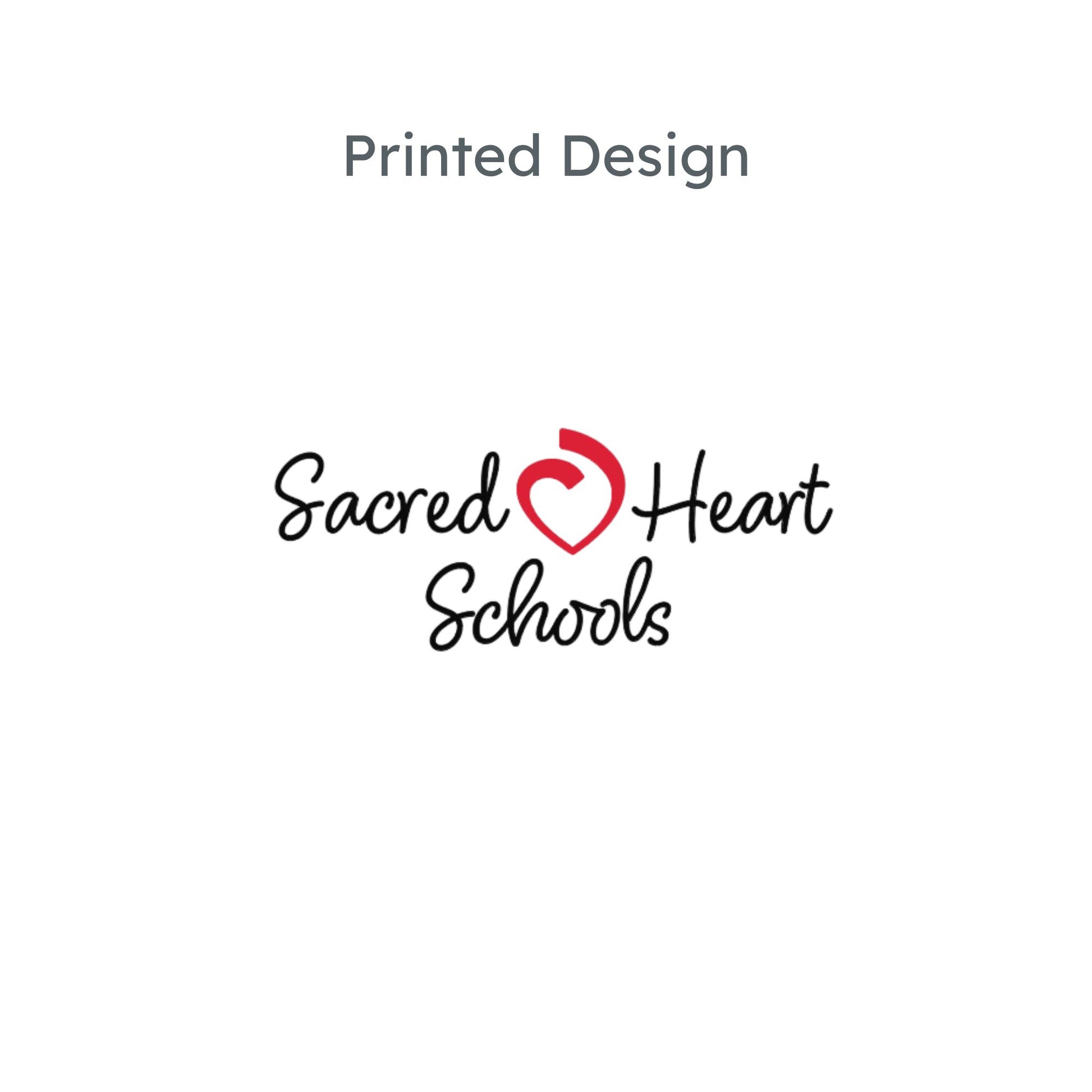 custom sacred heart schools printed design in a script font