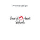 custom sacred heart schools printed design in a script font