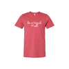vintage red bella and canvas t-shirt with be a friend to all printed in white ink across the chest