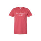 vintage red bella and canvas t-shirt with be a friend to all printed in white ink across the chest