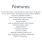Text detailing features of a product on a white background