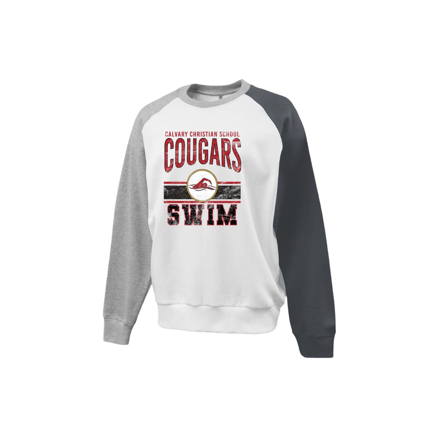 Printed Distressed Cougars Swim Colorblock Crew | CCSDTG19