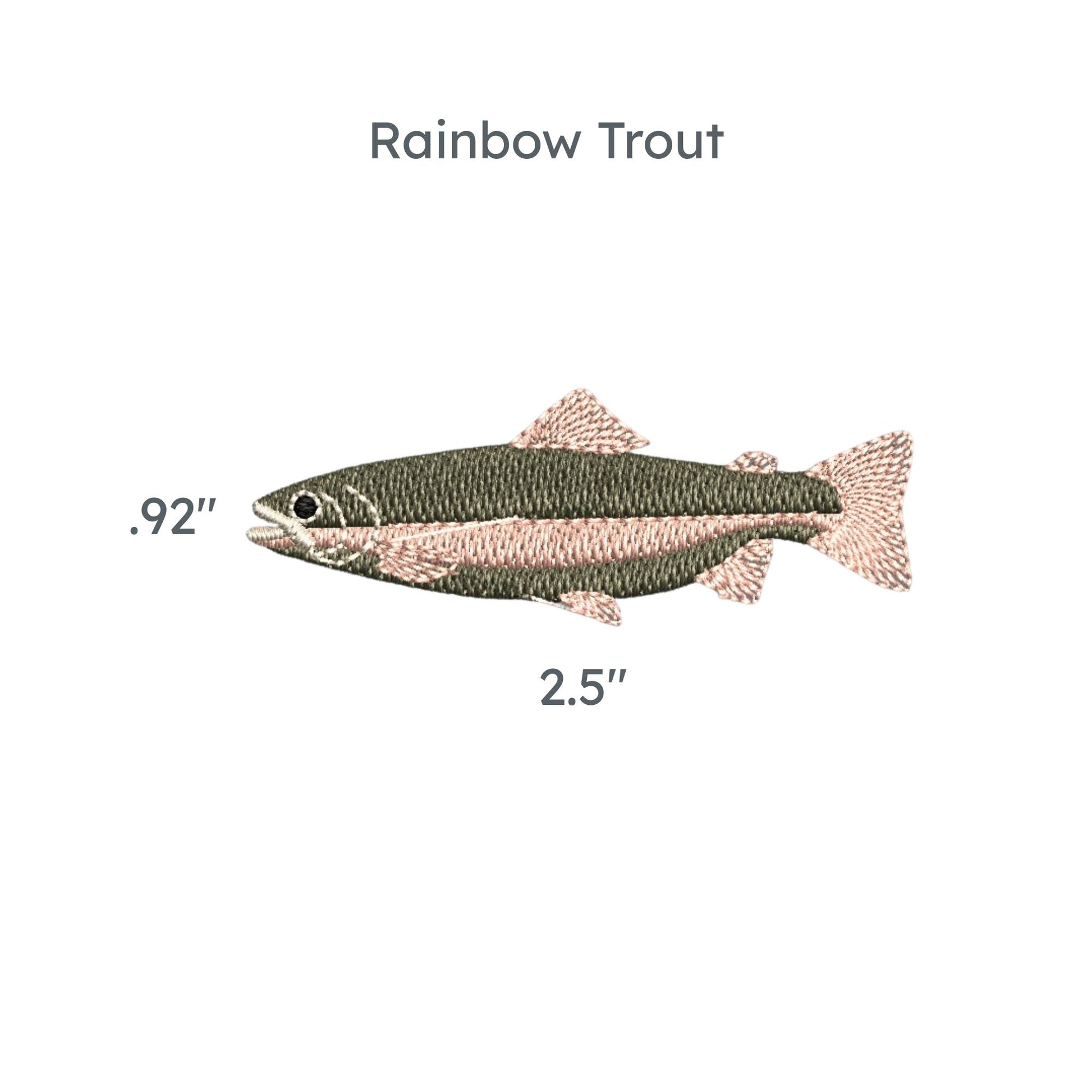 embroidered mini rainbow trout design 2.5" x .92"