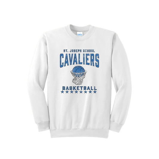 Distressed SJS Cavaliers Basketball Crewneck Sweatshirt | Adult and Youth | SJS DTG 1