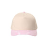 Beige cap with pink checkered brim on a white background