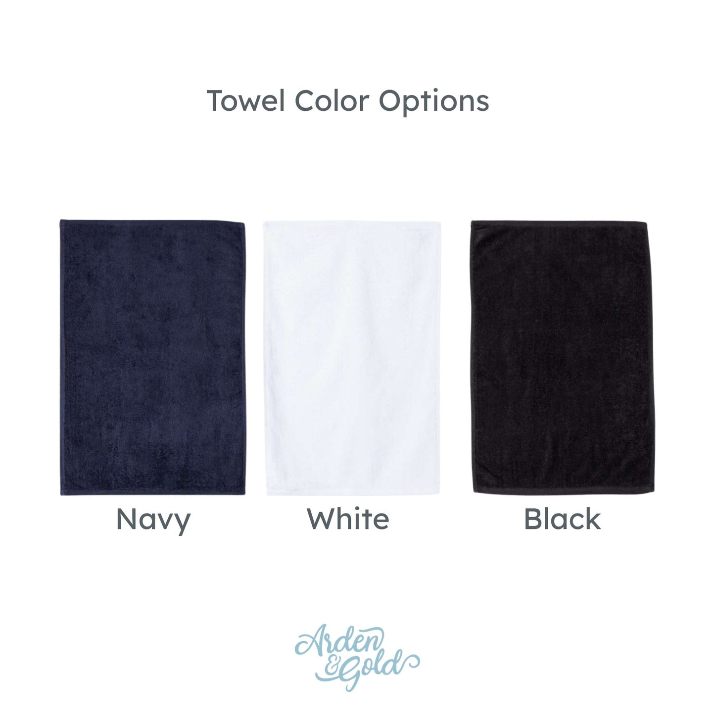 towel color options: navy, white, black