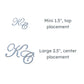 personalization options: mini 1.5" and large 2.5"