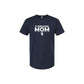 Navy blue t-shirt with 'St. Joseph School Mom' text on a white background