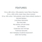 Text detailing fabric composition, features, and certifications on a white background