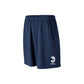 Navy shorts with a logo on a white background