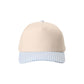Beige cap with a blue and white checkered brim on a white background