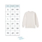 Size chart for a white sweater with measurements in inches on a white background.