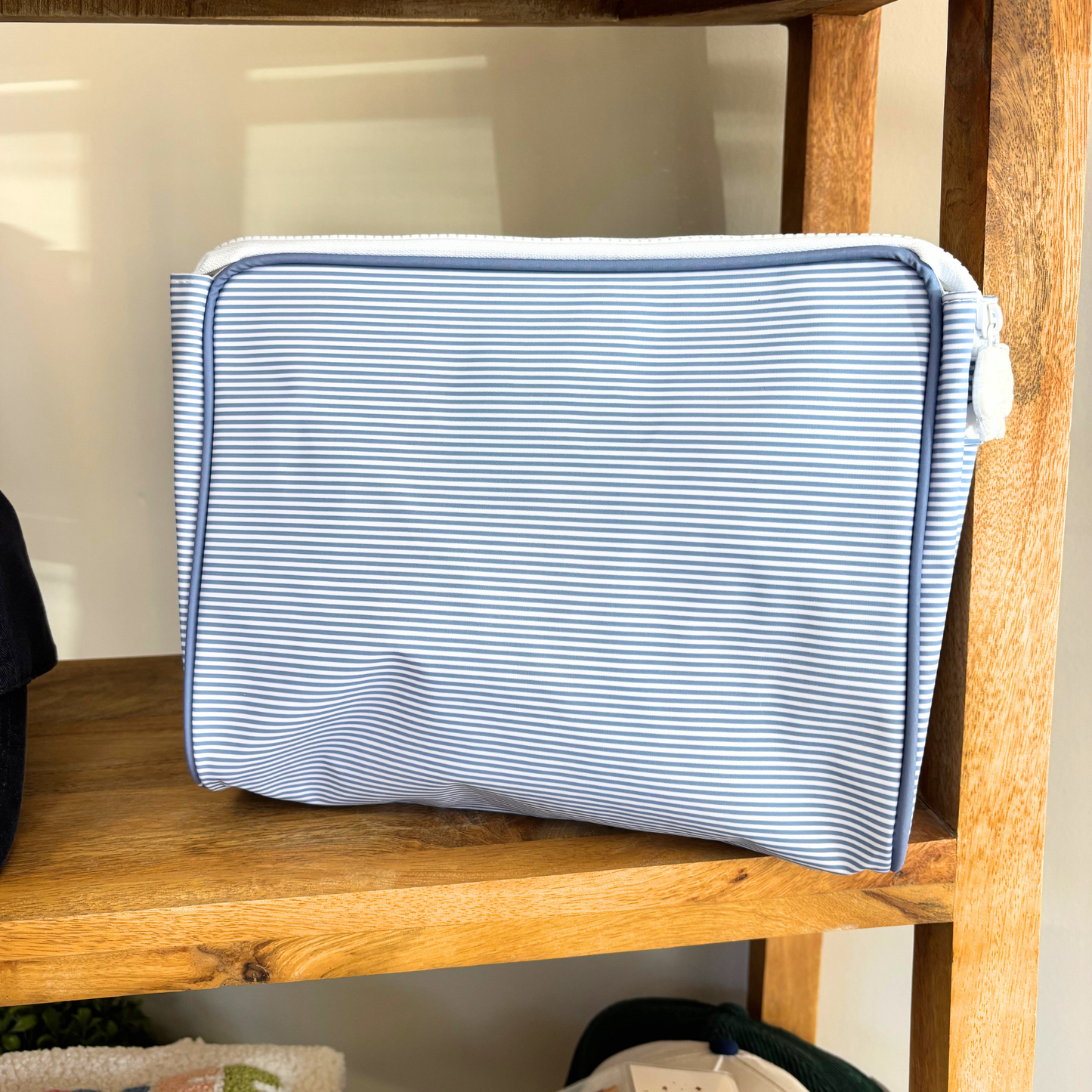 Personalized Go Bag in Navy Mini Stripe