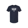 Navy blue t-shirt with 'St. Joseph School Dad' text on a white background
