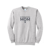 Ash crewneck sweatshirt with a charcoal st. joseph school mom printed design