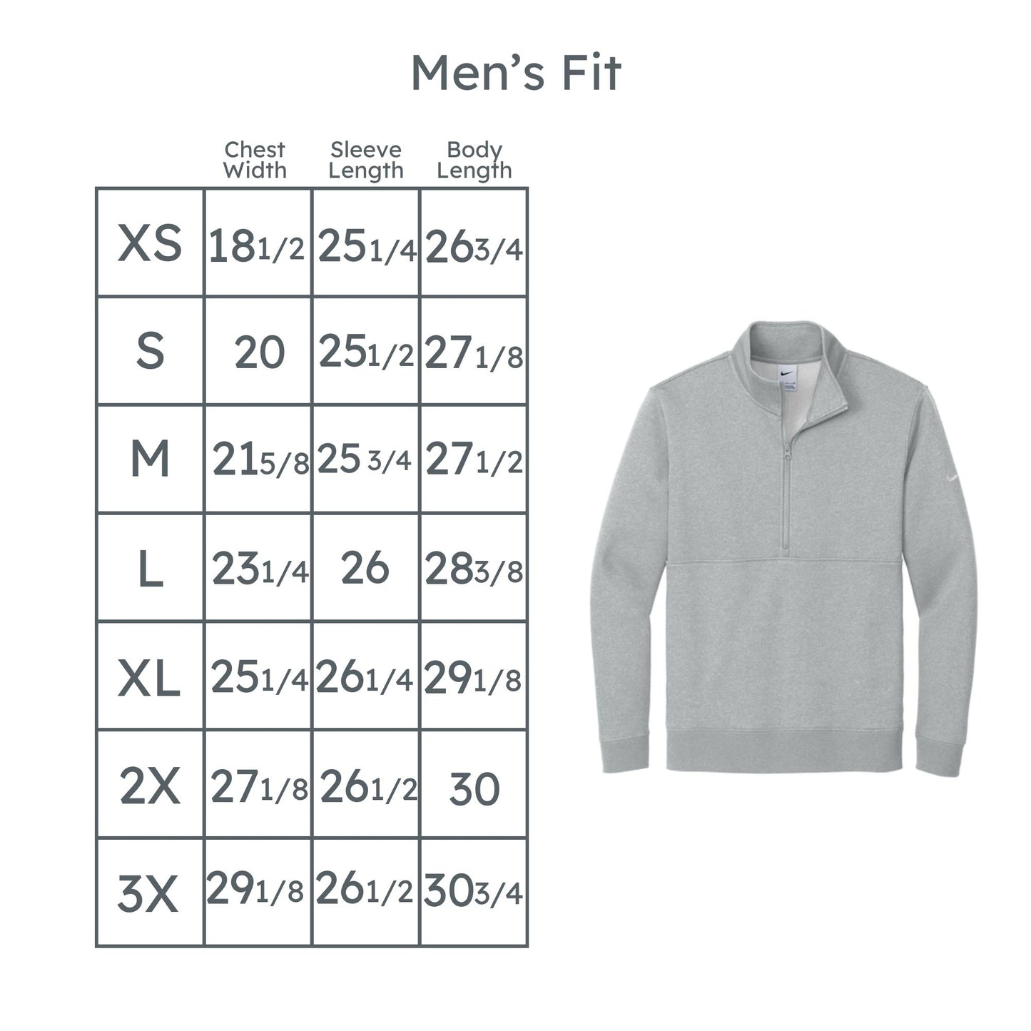 mens nike club fleece sleeve swoosh size chart