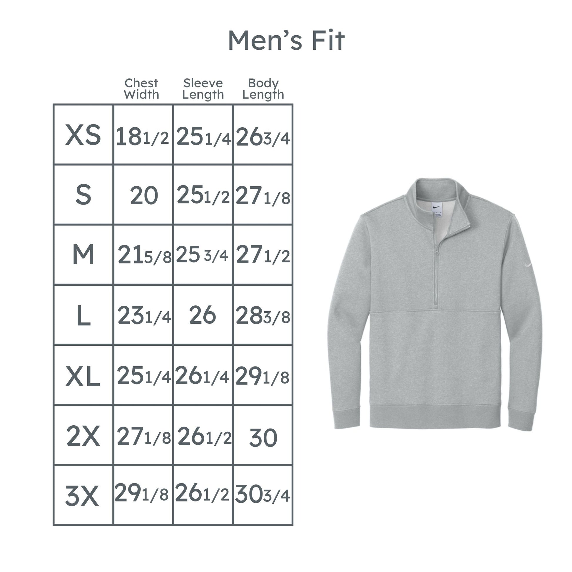 mens nike club fleece sleeve swoosh size chart