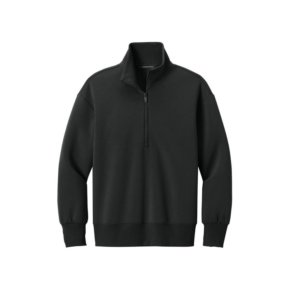 Black quarter-zip sweatshirt on a white background