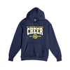 A navy blue pullover hoodie with a front kangaroo pocket and a yellow and white graphic on the chest reading 'ST. JOHNNIE OF LEWELL CHEER EST.