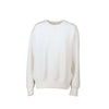 An off-white crewneck sweatshirt with ribbed cuffs and hem, displayed against a solid white background.