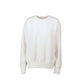 An off-white crewneck sweatshirt with ribbed cuffs and hem, displayed against a solid white background.