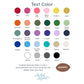 Color swatch chart for text color with various color options and Aiden & Gold branding.
