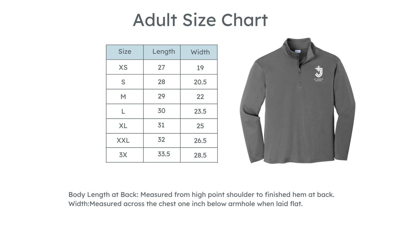Youth and Adult  St. Joseph School Logo Althetic Quarter Zip  | SJS DTF 00