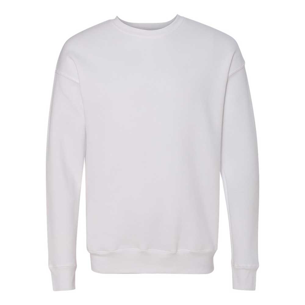 white  bella and canvas drop shoulder crewneck sweatshirt