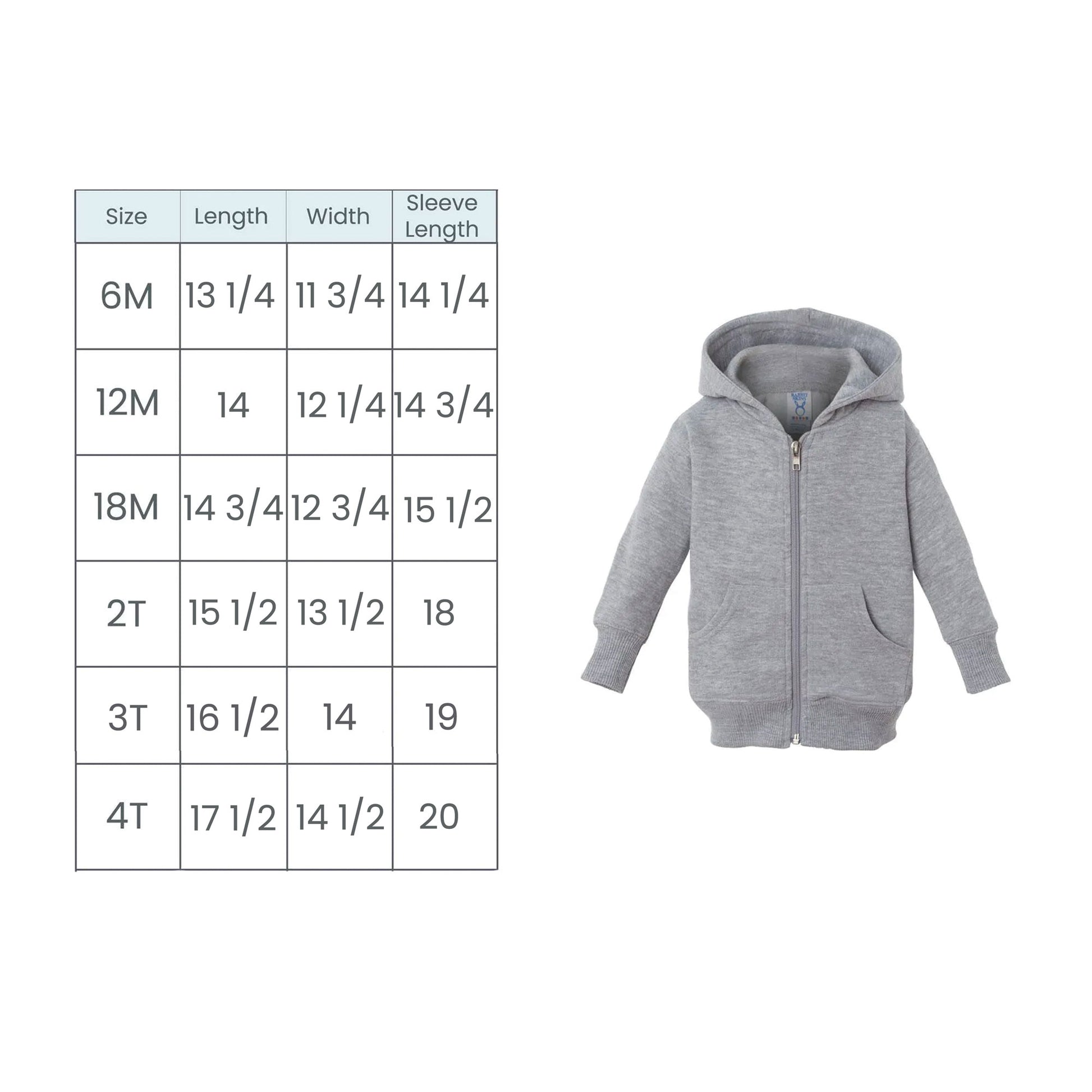 full zip size chart